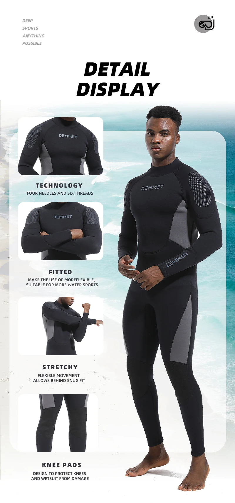 Wetsuits Men Women 1.5/3MM Neoprene Diving Surfing Suits