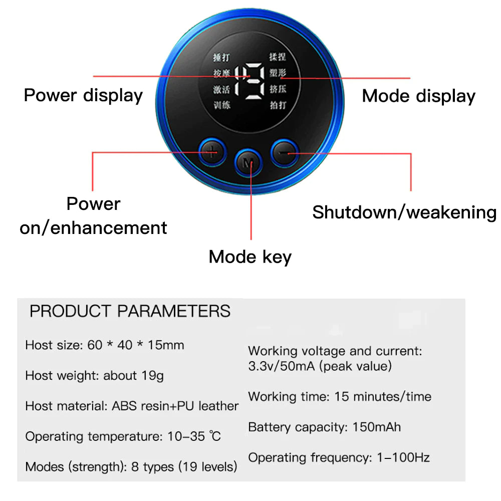 LCD Display EMS Neck Electric 8 Mode Cervical Massage