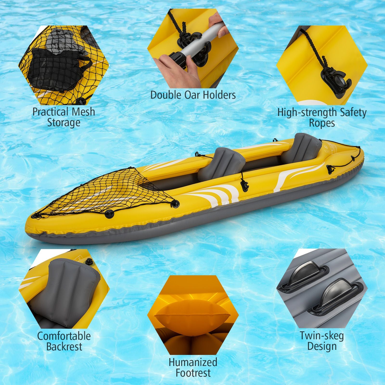 2-Person Inflatable Kayak Set with Removable Seats and Aluminum Oars