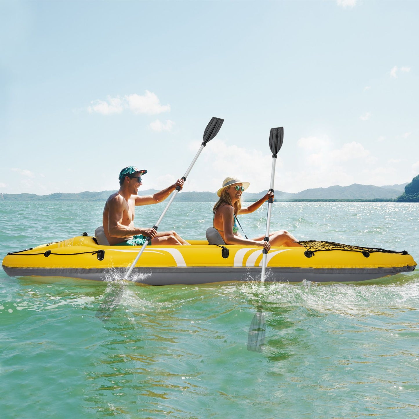 2-Person Inflatable Kayak Set with Removable Seats and Aluminum Oars