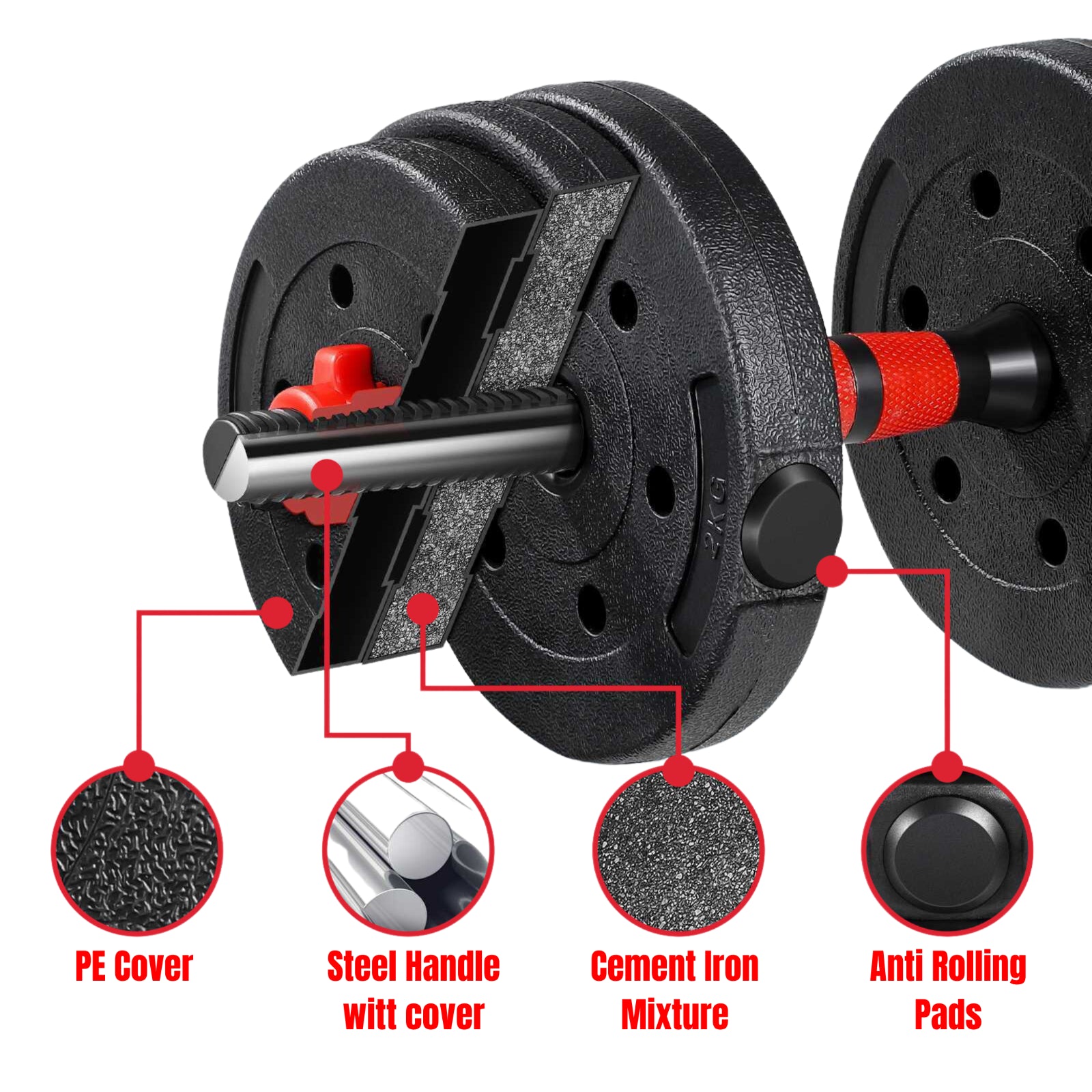 20Kg/30Kg/40Kg Adjustable Dumbbell & Barbell Set