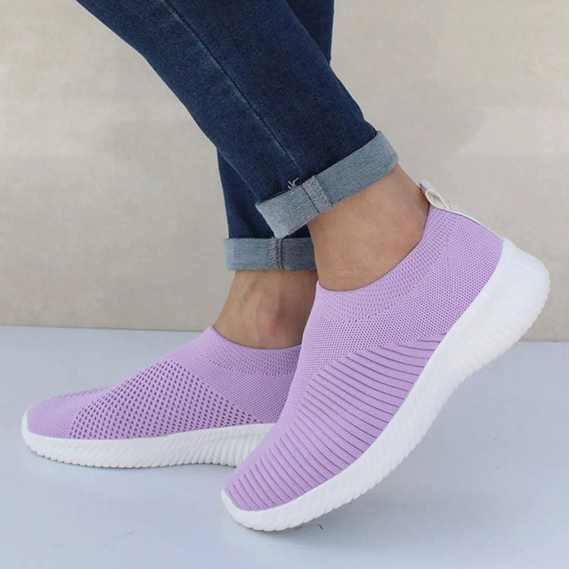 Women Shoes Knitting Sock Sneakers Women Spring Summer Slip on Flat Shoes Women plus Size Loafers Flats Walking Krasovki Famela