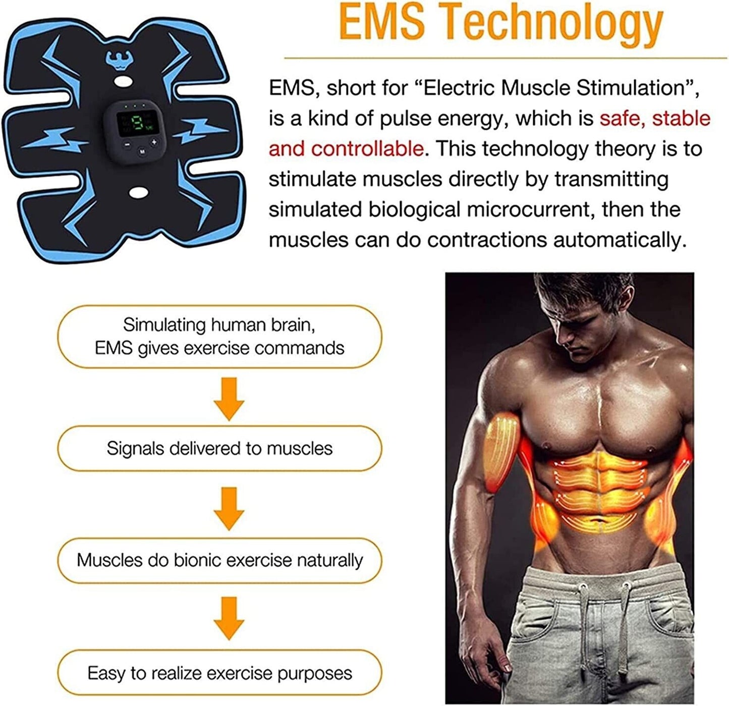 Rechargeable EMS Abdominal Muscle Stimulator 